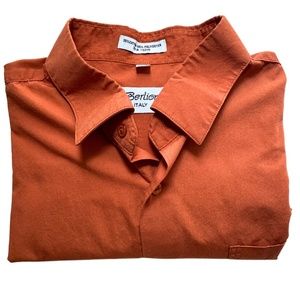 Berligni Italy Men’s Orange Casual Cotten Blend Button Down Shirt [US XL]